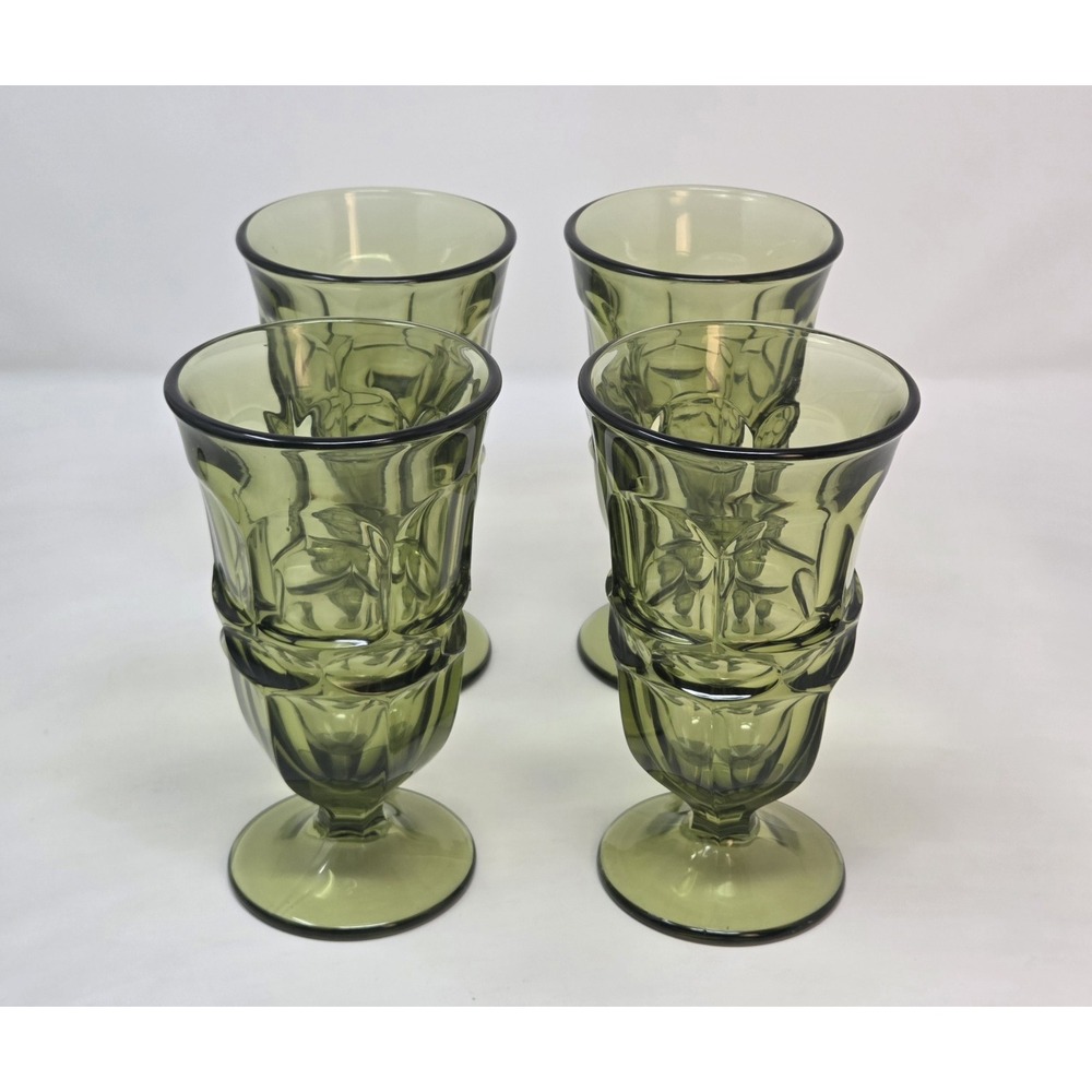 Fostoria Argus Green Iced Tea Goblets Set of 4 HFM Henry Ford Museum Vintage MCM
